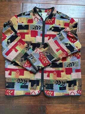 Vintage Tradition Country Collection Plus Patchwork Chenille Tapestry Zip Jacket